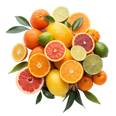 Vibrant Citrus Fruits Oranges Grapefruits Lemons Limes Isolated On Transparent Background