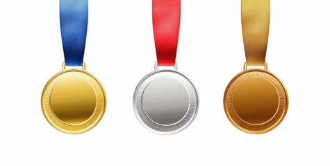 Celebrate success with gold silver bronze winner achievement medals set