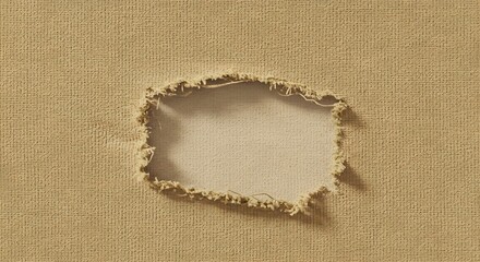 Beige textured material with a torn section revealing a lighter color underneath surface damage detail 100 ai generative