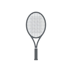 a single tennis racket icon with subtle shadows, centered on a white background, flat minimal style