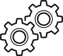 Two interlocking gears in a simple line drawing representing mechanics and teamwork