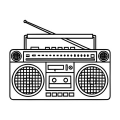 Retro Boombox A detailed line drawing of a classic boombox, a symbol of the 80s and 90s, ready to transport you back in time with its iconic design. 
