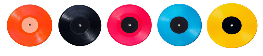 Colorful vinyl records for music lovers and creative design projects now