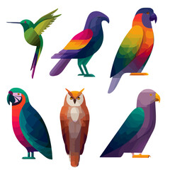 Naklejka premium A collection of six vibrant birds.