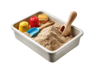 Children playing with sand toys in sandbox environment fun activity