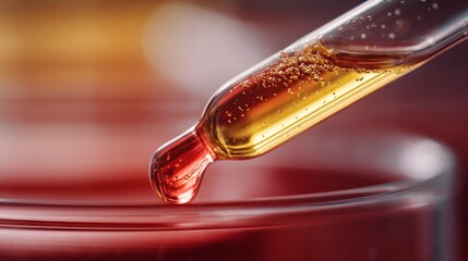 Freshly Separated Serum in Gold-Top Vacutainer: Detailed Macro Clinical Photography

