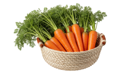 Isolated Carrots in Basket