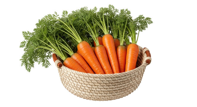 Isolated Carrots in Basket