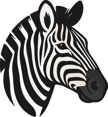 Stylized Zebra Head Illustration – Bold Black and White Safari Animal Vector

