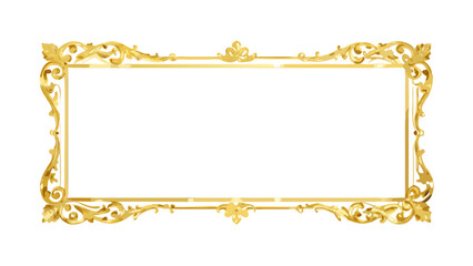 A Rectangular Ornate Golden Frame with Intricate Details Elegant Design Element