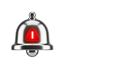 Obraz premium Notification bell with red triangle isolated on white background