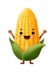 Cheerful corn character vegetable theme digital bright colors