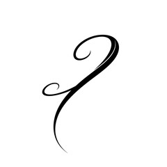 Obraz premium A black and white illustration of a curved line with decorative swirls end