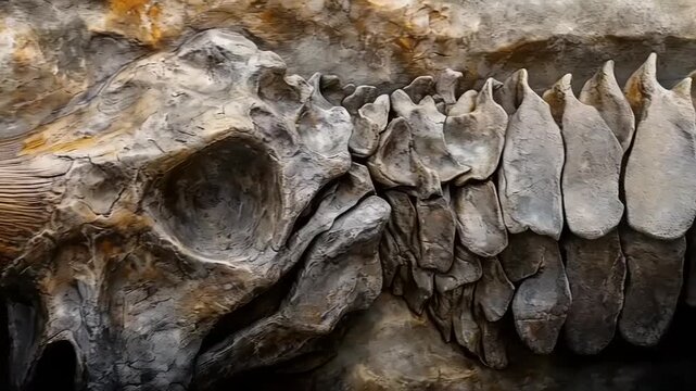 Ancient Remains: A Visually Rich Depiction of a Fossilized Dinosaur Skull