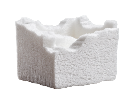 Sculptural piece white foam block minimalist design