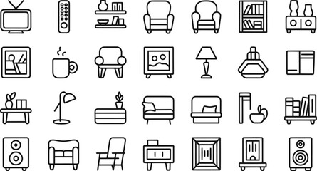 Collection of hand drawn furniture and home decor icons