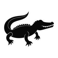 Stylized crocodile silhouette icon on white background