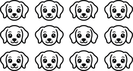 Cute puppy dog faces in a repeating pattern illustration