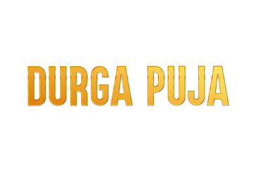 Golden Durga Puja Title PNG with Transparent Background
