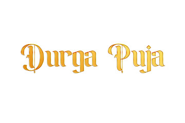 Golden Durga Puja Title PNG with Transparent Background
