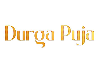 Golden Durga Puja Title PNG with Transparent Background