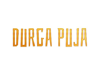 Golden Durga Puja Title PNG with Transparent Background