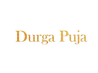 Golden Durga Puja Title PNG with Transparent Background