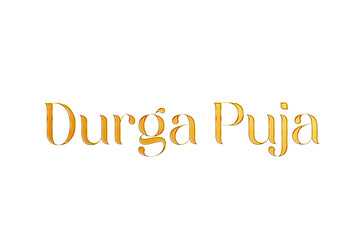 Golden Durga Puja Title PNG with Transparent Background