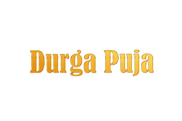 Golden Durga Puja Title PNG with Transparent Background