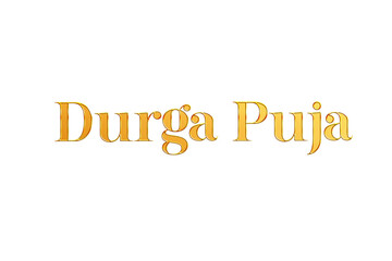 Golden Durga Puja Title PNG with Transparent Background