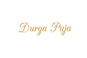 Golden Durga Puja Title PNG with Transparent Background