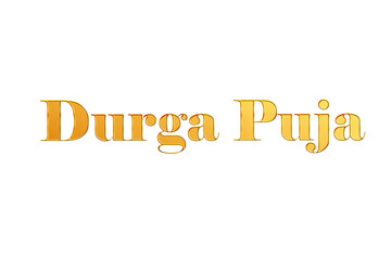 Golden Durga Puja Title PNG with Transparent Background