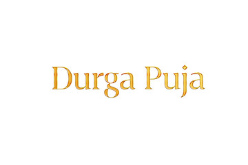Golden Durga Puja Title PNG with Transparent Background