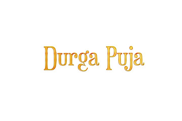 Golden Durga Puja Title PNG with Transparent Background