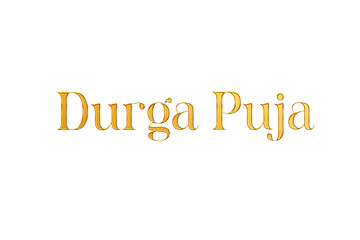 Golden Durga Puja Title PNG with Transparent Background