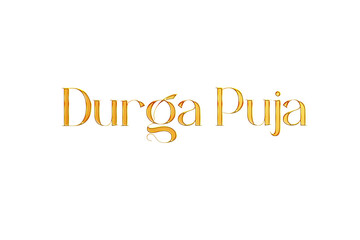 Golden Durga Puja Title PNG with Transparent Background