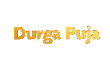Golden Durga Puja Title PNG with Transparent Background