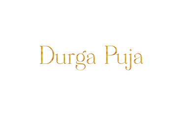 Golden Durga Puja Title PNG with Transparent Background