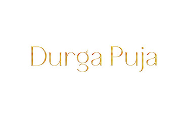 Golden Durga Puja Title PNG with Transparent Background