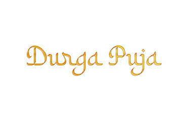 Golden Durga Puja Title PNG with Transparent Background