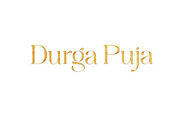 Golden Durga Puja Title PNG with Transparent Background