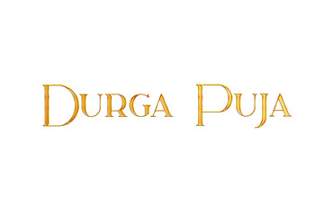 Golden Durga Puja Title PNG with Transparent Background