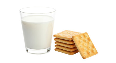 Isolated Glass of Milk with Crackers