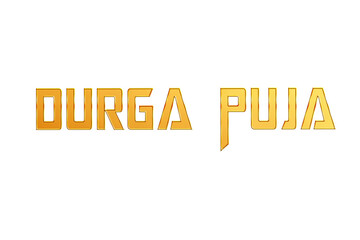 Golden Durga Puja Title PNG with Transparent Background