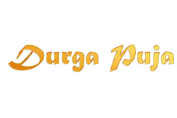 Golden Durga Puja Title PNG with Transparent Background