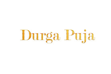 Golden Durga Puja Title PNG with Transparent Background