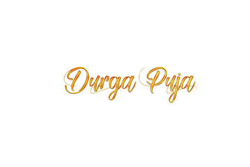 Golden Durga Puja Title PNG with Transparent Background