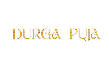Golden Durga Puja Title PNG with Transparent Background