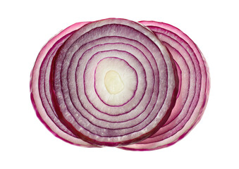 Close-up of sliced red onion rings