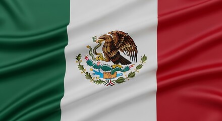The national flag of mexico, featuring its iconic coat of arms, waves gently in the breeze